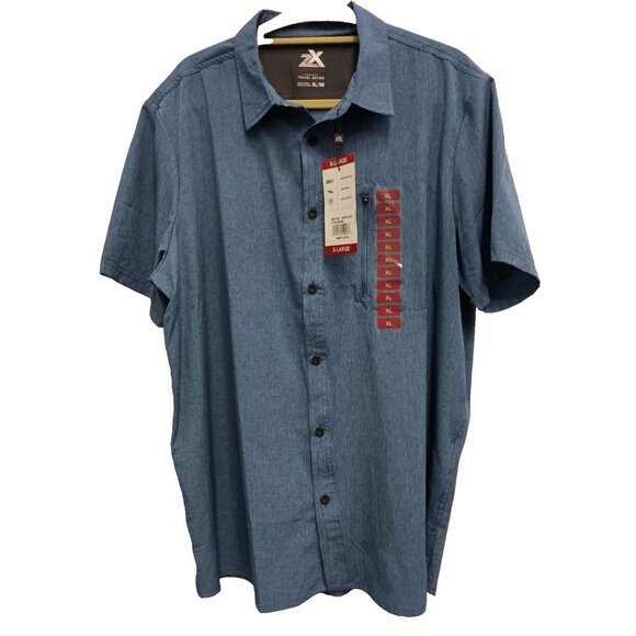 Zeroxposur Travel Series Mens Shirt XL Blue UPF 30+ Lightweight Short Sleeve NWT - Picture 1 of 9